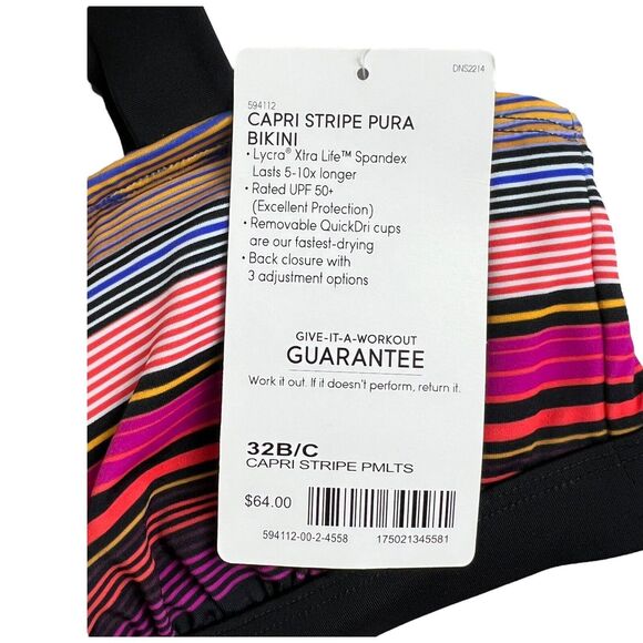 Athleta Womens Capri Stripe Pura Bikini Top 32 B/C NWT #594112 - Picture 3 of 5
